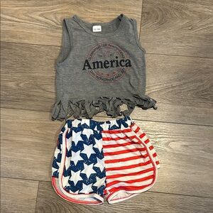 SHEIN‎ Gray and Red Patriotic Matching Set Size 12-18 months
